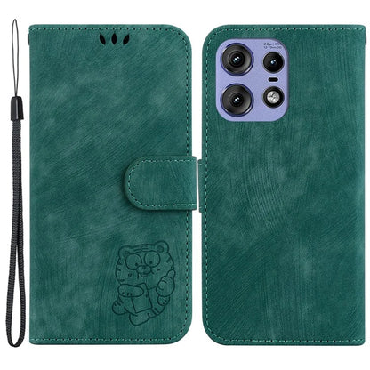 For Motorola Edge 50 Pro 5G Case Leather Wallet Phone Cover Cute Tiger Pattern