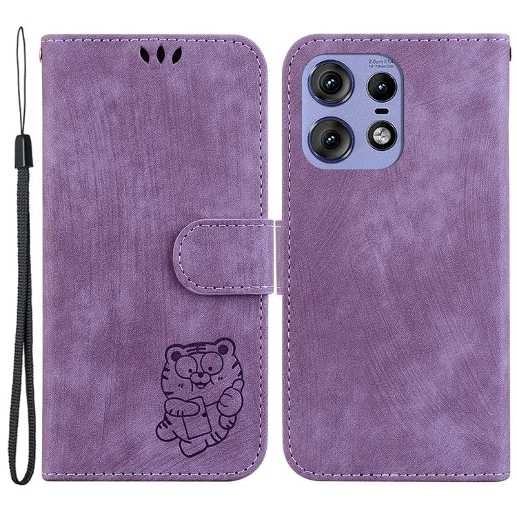 For Motorola Edge 50 Pro 5G Case Leather Wallet Phone Cover Cute Tiger Pattern