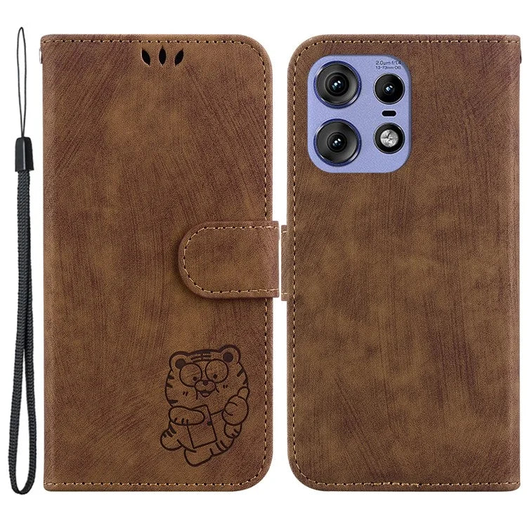 For Motorola Edge 50 Pro 5G Case Leather Wallet Phone Cover Cute Tiger Pattern