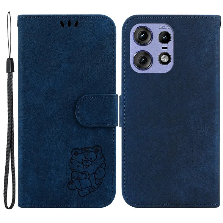 For Motorola Edge 50 Pro 5G Case Leather Wallet Phone Cover Cute Tiger Pattern