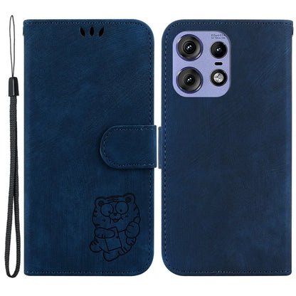 For Motorola Edge 50 Pro 5G Case Leather Wallet Phone Cover Cute Tiger Pattern