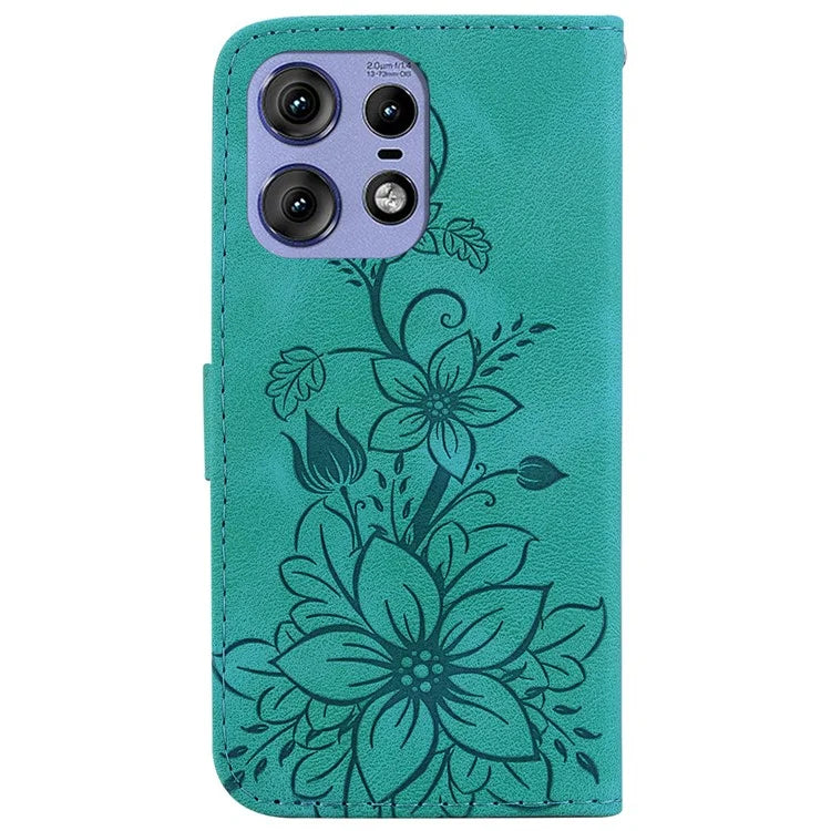For Motorola Edge 50 Pro 5G Case Wallet Stand Flower Imprinted Leather Cover