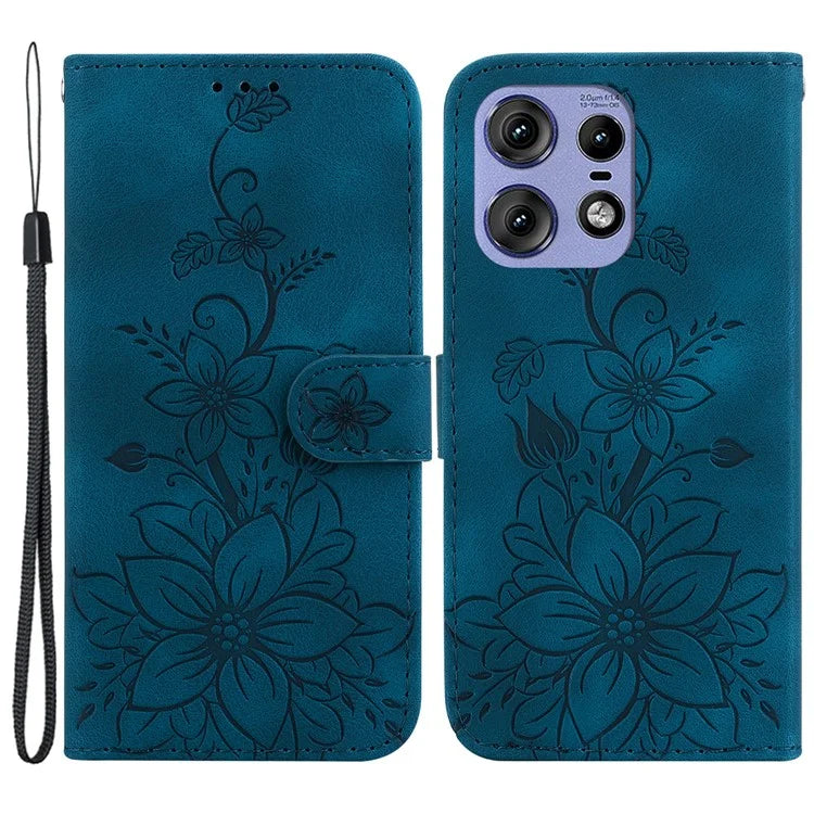 For Motorola Edge 50 Pro 5G Case Wallet Stand Flower Imprinted Leather Cover