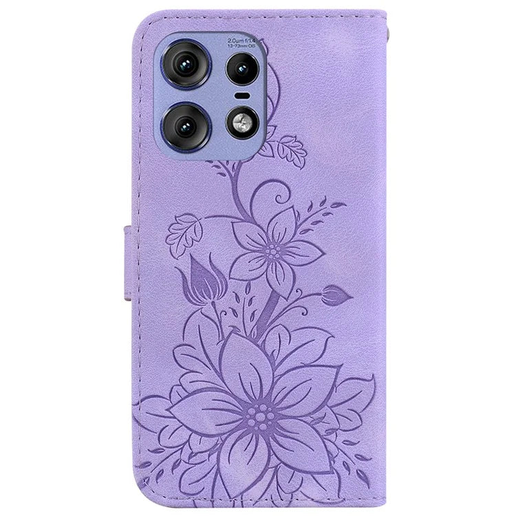 For Motorola Edge 50 Pro 5G Case Wallet Stand Flower Imprinted Leather Cover