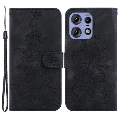 For Motorola Edge 50 Pro 5G Case Wallet Stand Flower Imprinted Leather Cover