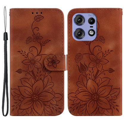 For Motorola Edge 50 Pro 5G Case Wallet Stand Flower Imprinted Leather Cover