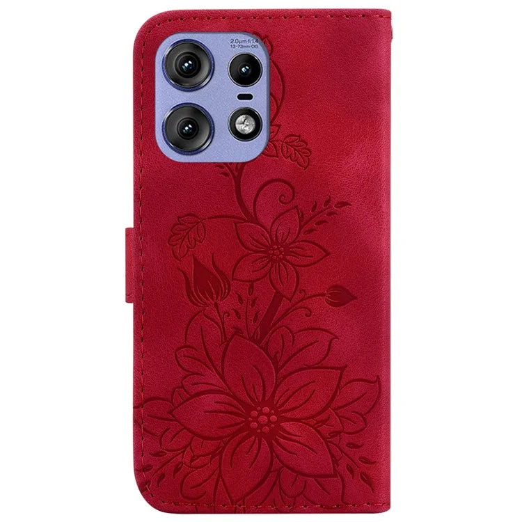 For Motorola Edge 50 Pro 5G Case Wallet Stand Flower Imprinted Leather Cover