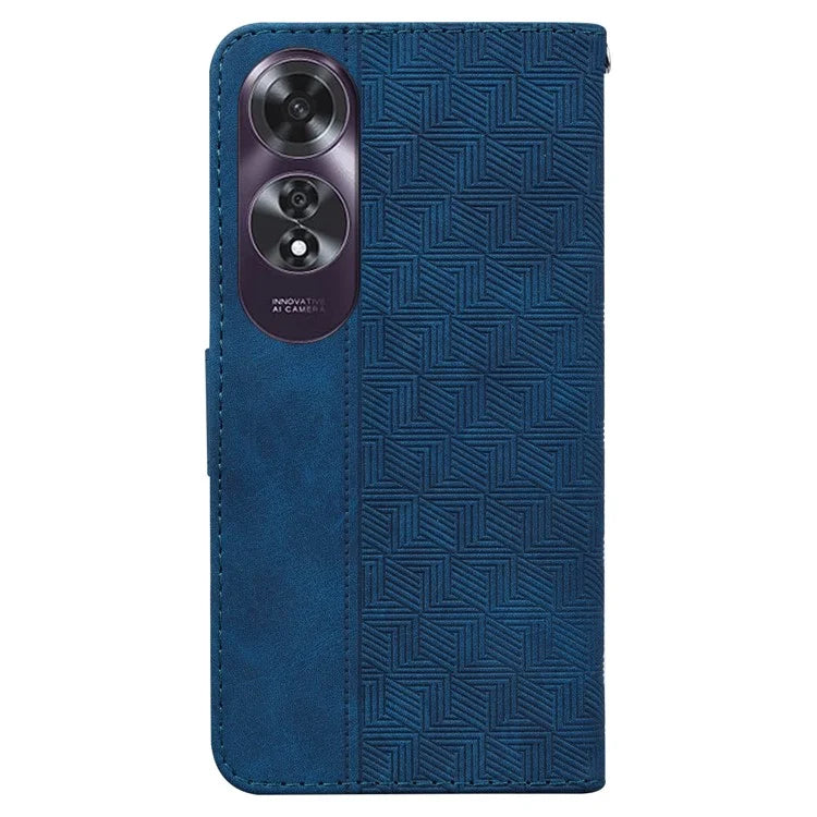 For Oppo A60 4G Shockproof Case Geometry PU Leather Phone Cover with Wallet