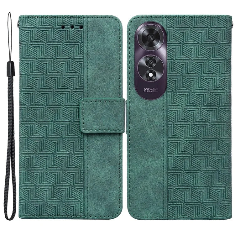 For Oppo A60 4G Shockproof Case Geometry PU Leather Phone Cover with Wallet