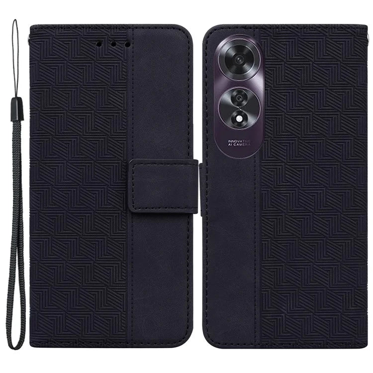 For Oppo A60 4G Shockproof Case Geometry PU Leather Phone Cover with Wallet