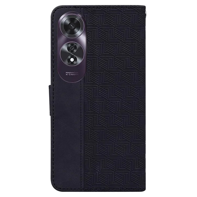 For Oppo A60 4G Shockproof Case Geometry PU Leather Phone Cover with Wallet