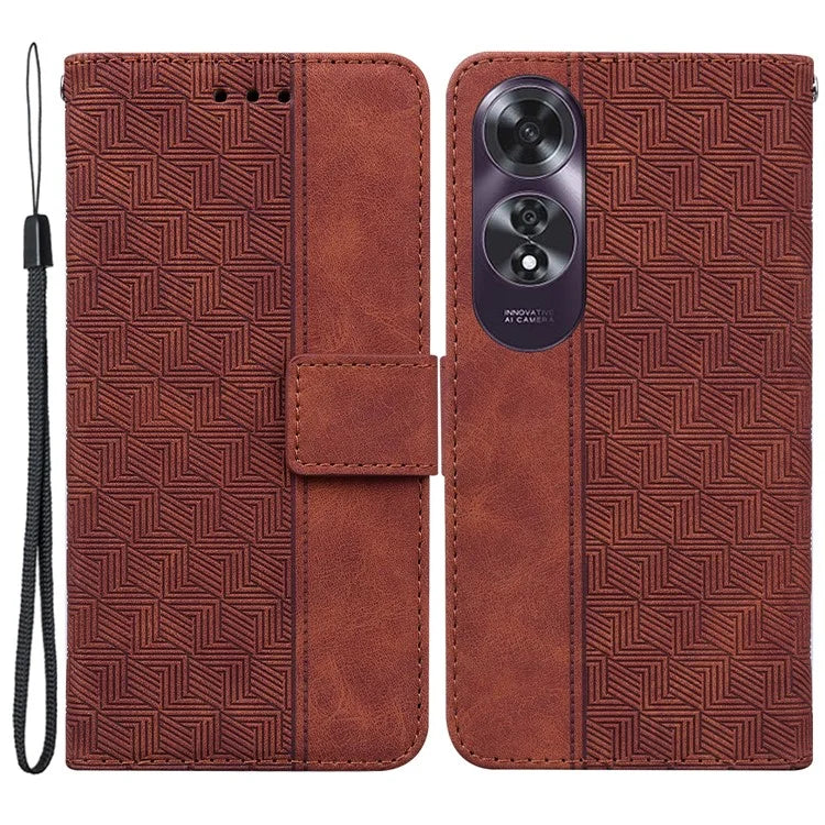 For Oppo A60 4G Shockproof Case Geometry PU Leather Phone Cover with Wallet