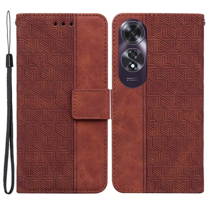 For Oppo A60 4G Shockproof Case Geometry PU Leather Phone Cover with Wallet
