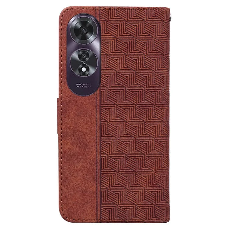 For Oppo A60 4G Shockproof Case Geometry PU Leather Phone Cover with Wallet