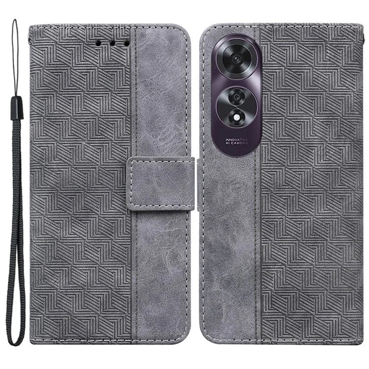 For Oppo A60 4G Shockproof Case Geometry PU Leather Phone Cover with Wallet