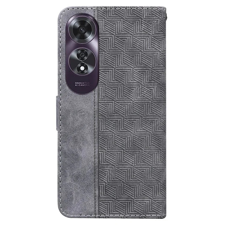 For Oppo A60 4G Shockproof Case Geometry PU Leather Phone Cover with Wallet