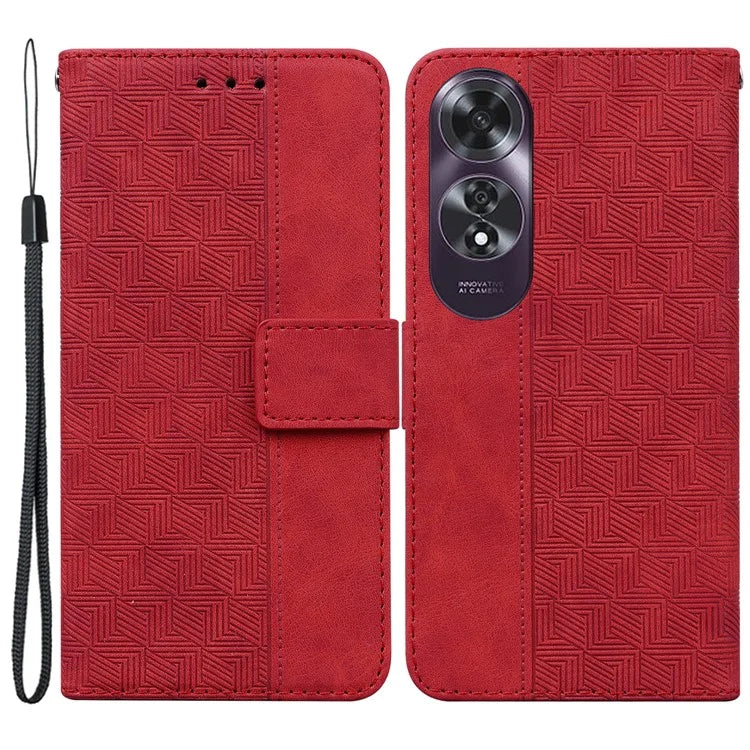 For Oppo A60 4G Shockproof Case Geometry PU Leather Phone Cover with Wallet