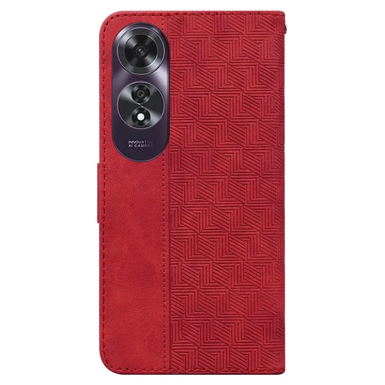 For Oppo A60 4G Shockproof Case Geometry PU Leather Phone Cover with Wallet
