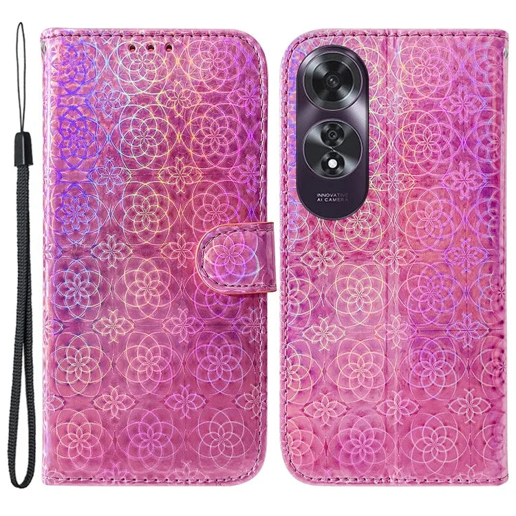 For Oppo A60 4G Case Dazzling Flower PU Leather Flip Protective Phone Cover