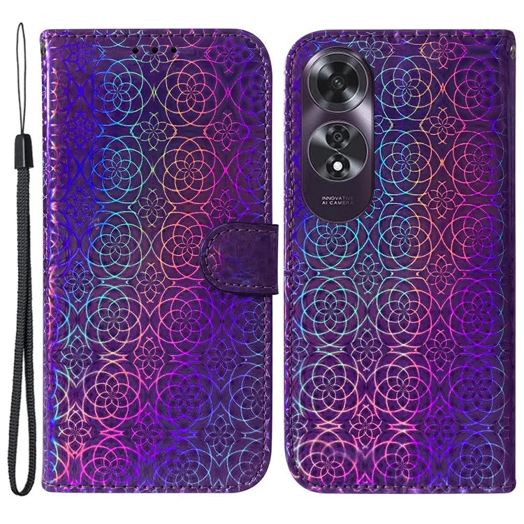 For Oppo A60 4G Case Dazzling Flower PU Leather Flip Protective Phone Cover