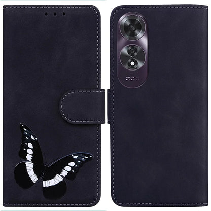 For Oppo A60 4G Case Butterfly Printed PU Leather Stand Function Phone Cover