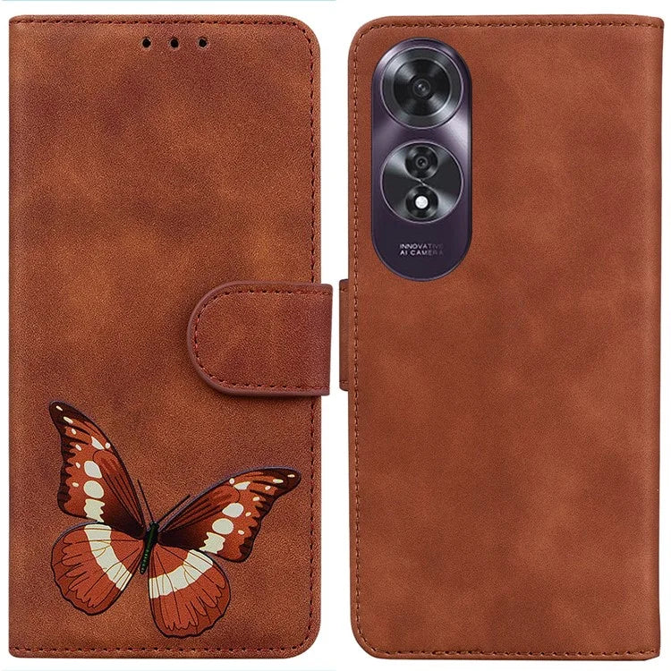 For Oppo A60 4G Case Butterfly Printed PU Leather Stand Function Phone Cover