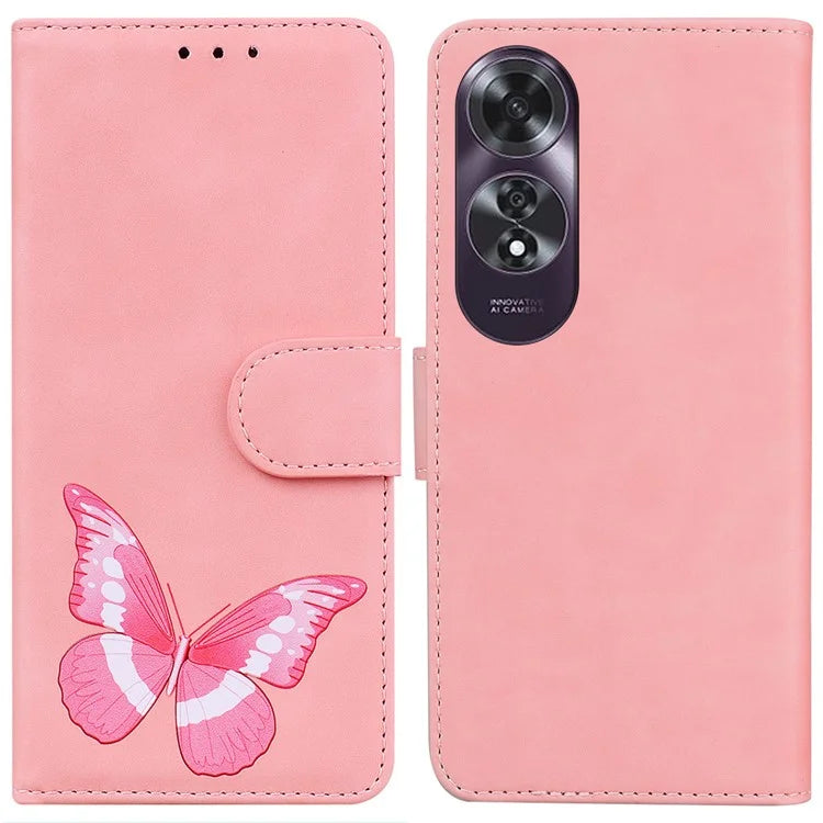 For Oppo A60 4G Case Butterfly Printed PU Leather Stand Function Phone Cover