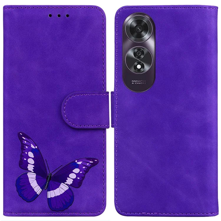 For Oppo A60 4G Case Butterfly Printed PU Leather Stand Function Phone Cover