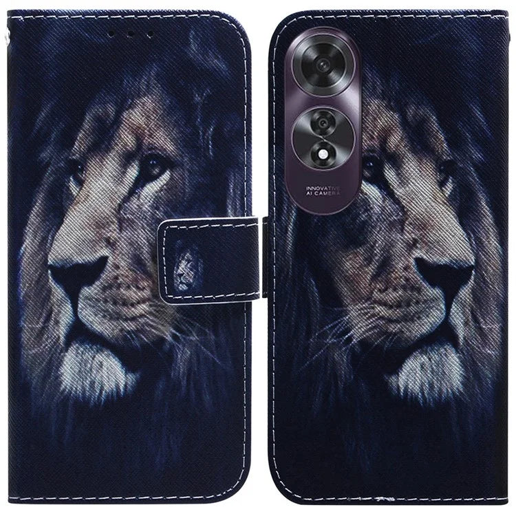 For Oppo A60 4G Case Pattern Print Anti-Scratch PU Leather Wallet Phone Cover