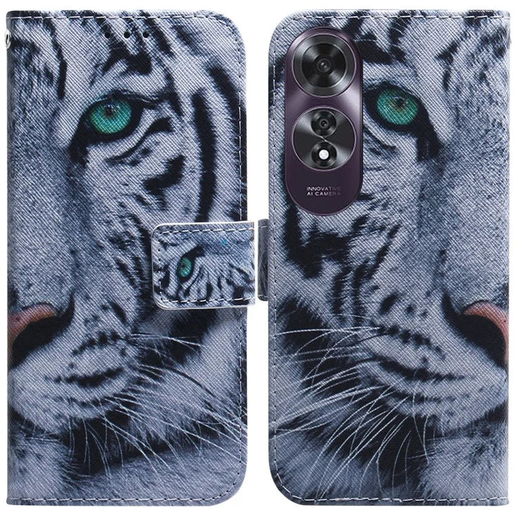 For Oppo A60 4G Case Pattern Print Anti-Scratch PU Leather Wallet Phone Cover