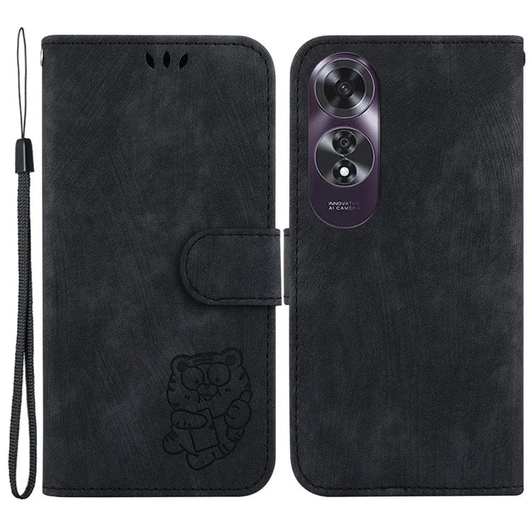For Oppo A60 4G Case Wallet PU Leather Flip Phone Cover Cute Tiger Pattern