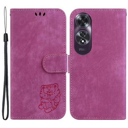 For Oppo A60 4G Case Wallet PU Leather Flip Phone Cover Cute Tiger Pattern