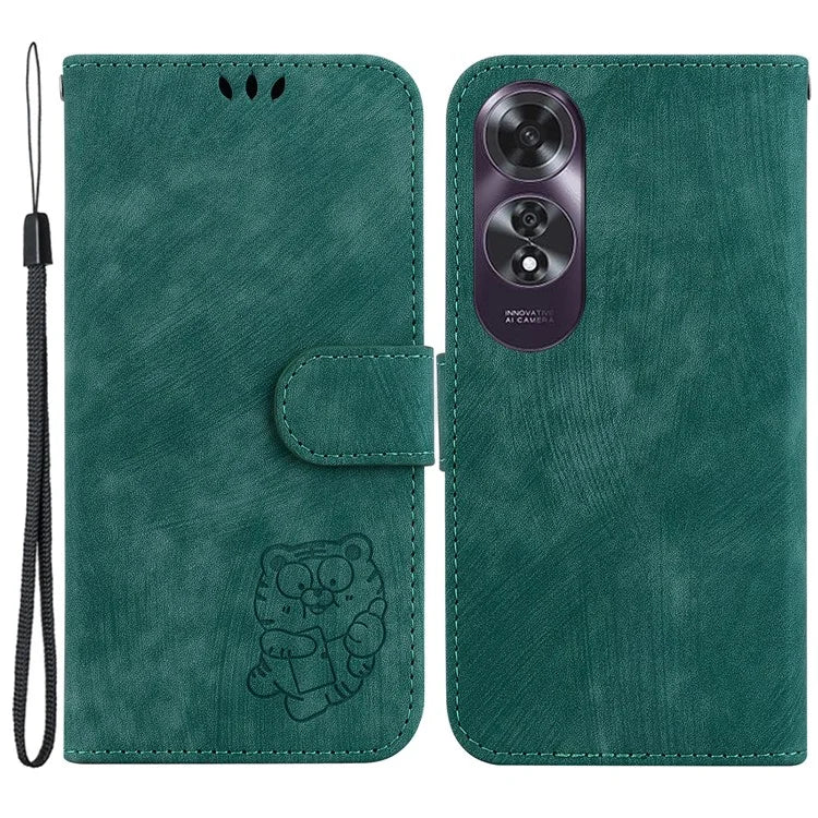 For Oppo A60 4G Case Wallet PU Leather Flip Phone Cover Cute Tiger Pattern