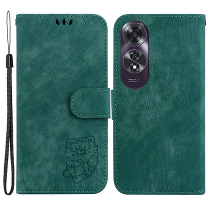 For Oppo A60 4G Case Wallet PU Leather Flip Phone Cover Cute Tiger Pattern
