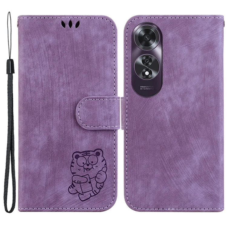For Oppo A60 4G Case Wallet PU Leather Flip Phone Cover Cute Tiger Pattern