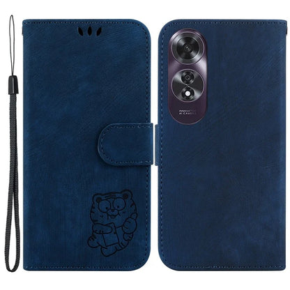 For Oppo A60 4G Case Wallet PU Leather Flip Phone Cover Cute Tiger Pattern
