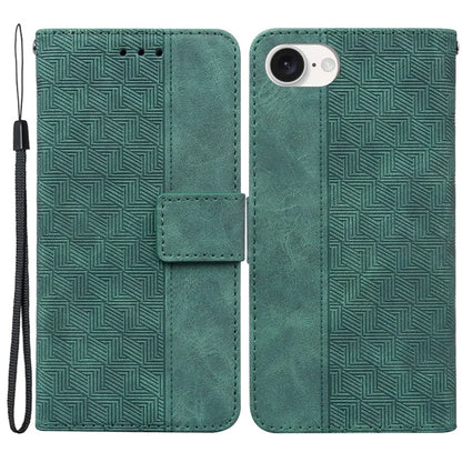 For iPhone SE (2024) Leather Wallet Case Geometry Imprint Phone Cover