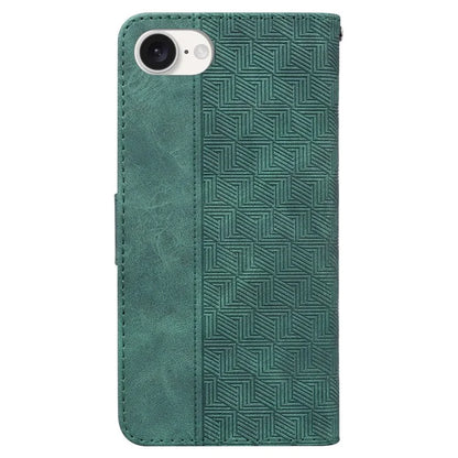 For iPhone SE (2024) Leather Wallet Case Geometry Imprint Phone Cover