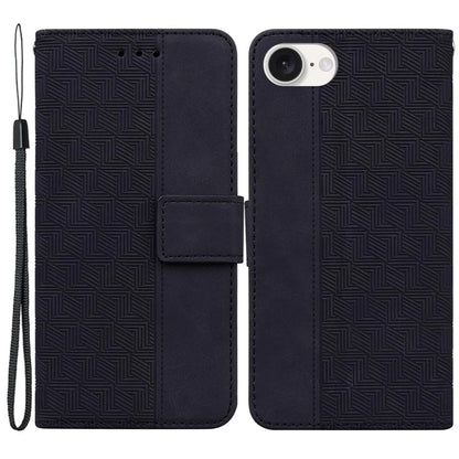 For iPhone SE (2024) Leather Wallet Case Geometry Imprint Phone Cover