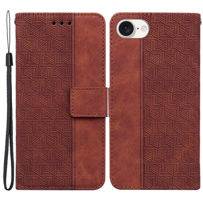 For iPhone SE (2024) Leather Wallet Case Geometry Imprint Phone Cover