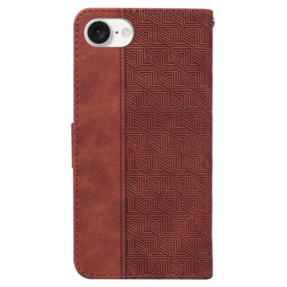 For iPhone SE (2024) Leather Wallet Case Geometry Imprint Phone Cover
