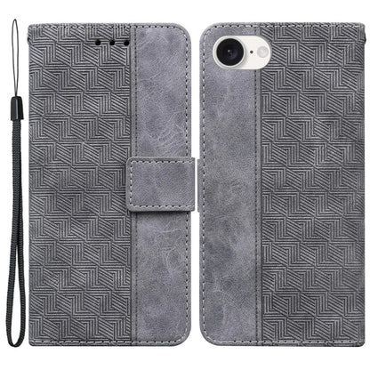 For iPhone SE (2024) Leather Wallet Case Geometry Imprint Phone Cover