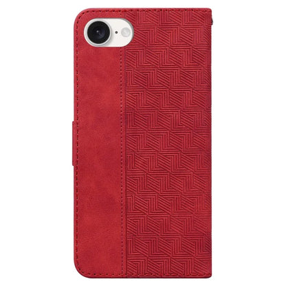 For iPhone SE (2024) Leather Wallet Case Geometry Imprint Phone Cover