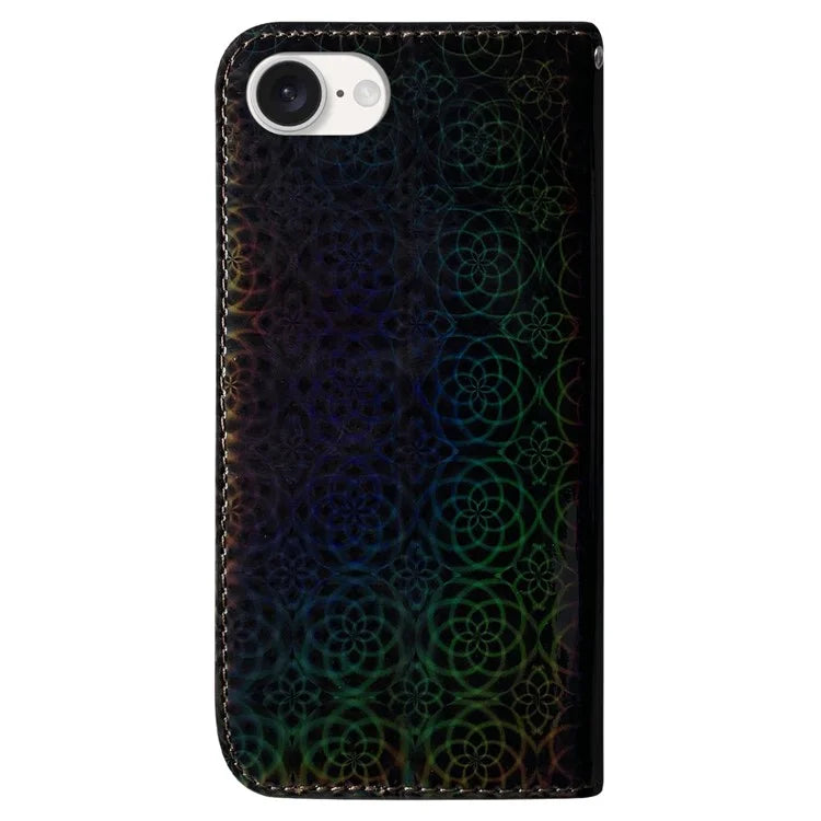 For iPhone SE (2024) Case Dazzling Flower PU Leather Stand Shockproof Phone Cover