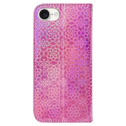 For iPhone SE (2024) Case Dazzling Flower PU Leather Stand Shockproof Phone Cover