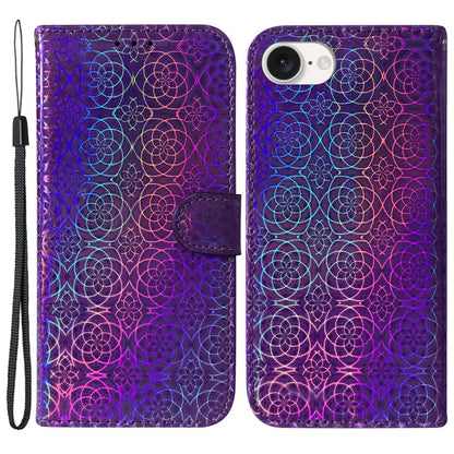 For iPhone SE (2024) Case Dazzling Flower PU Leather Stand Shockproof Phone Cover