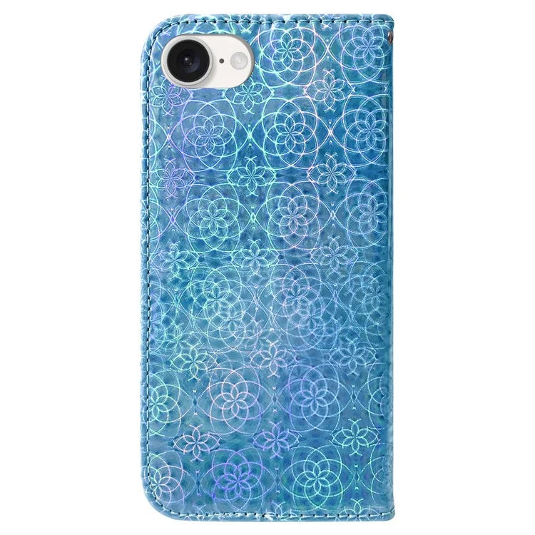 For iPhone SE (2024) Case Dazzling Flower PU Leather Stand Shockproof Phone Cover