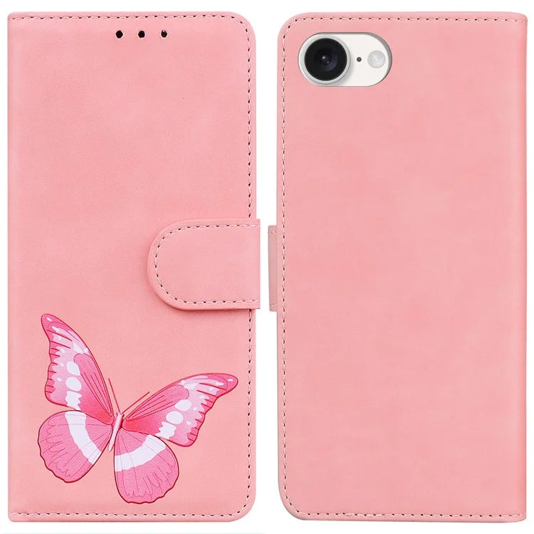 For iPhone SE (2024) Case Butterfly Pattern Wallet Stand Leather Phone Cover