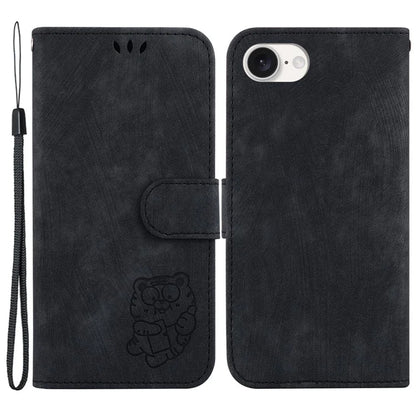 For iPhone SE (2024) Case Wallet PU Leather Flip Phone Stand Cover with Imprinted Tiger Pattern