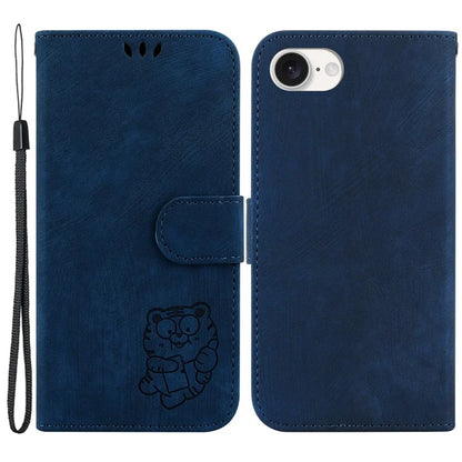 For iPhone SE (2024) Case Wallet PU Leather Flip Phone Stand Cover with Imprinted Tiger Pattern